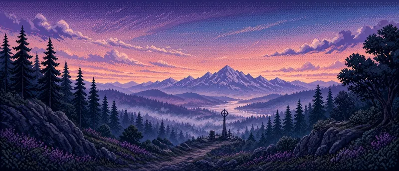 Wide pixel-art valley from xAI